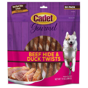 Cadet 50-Piece 5" Gourmet Beef Hide & Duck Dog Twist Sticks