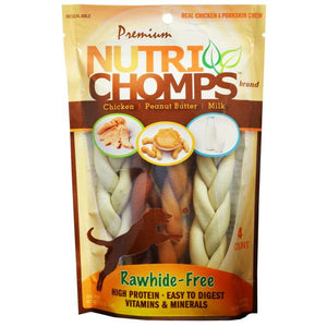 Nutri Chomps 4-Count 6" Assorted Flavored Braids Dog Chew