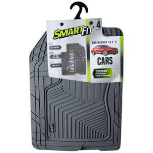 Smart Fit 4-Piece Grey Rubber Car Floor Mat Set