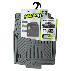 Smart Fit 3-Piece Grey Rubber Truck Floor Mat Set