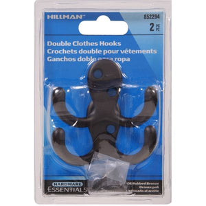 Hillman Oil-Rubbed Bronze Cupboard Double Clothes Hook