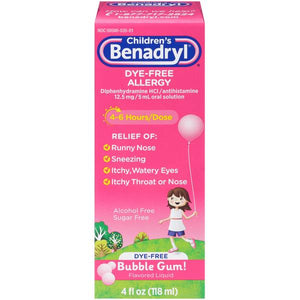 Benadryl 4 oz Children's Allergy Bubble Gum Flavor
