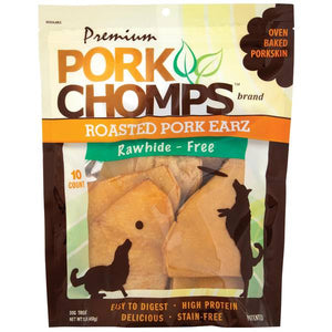 Pork Chomps 10-Count Premium Roasted Pork Ear