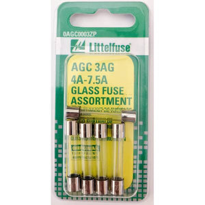 Littelfuse AGC 3AG 4A-7.5A Glass Fuse Assortment