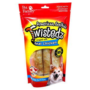 Pet Factory 3-Pack American Beefhide Twistedz Chicken Rolls