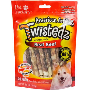 Pet Factory 8-Pack American Beefhide Twistedz Beef Rolls