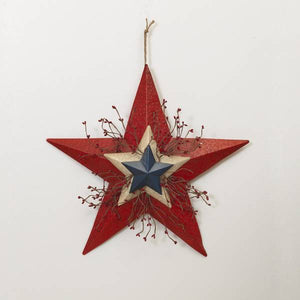 Gerson 19" Metal Patriotic Star with Berry Accent