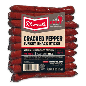 Klement's 8 oz Cracked Pepper Turkey Sticks