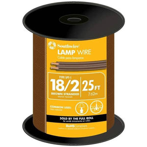Southwire 25' 18/2 Brown Stranded Lamp Wire