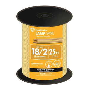 Southwire 25' 18/2 Gold Stranded Lamp Wire