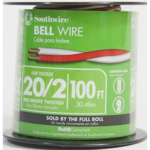 Southwire 100' 20/2 Red/White Twisted Bell Wire
