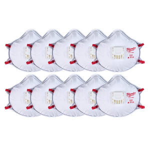 Milwaukee 10-Pack N95 Valved Respirator with Gasket