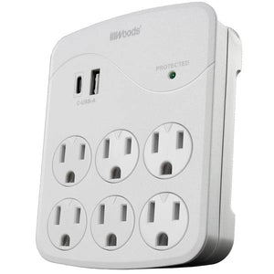 Woods 6-Outlet USB Surge Protector