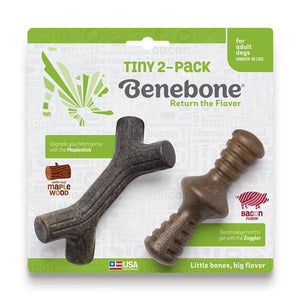 Benebone 2-Pack Tiny Maplestick & Bacon Zaggler Bone