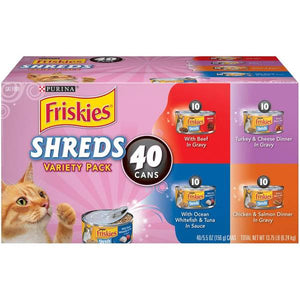Friskies 40 Count 5.5 oz Shreds Variety Pack Cat Food