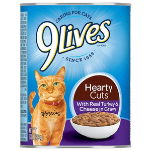 9 Lives 13 oz Hearty Cuts with Real Turkey & Cheese in Gravy Cat Food