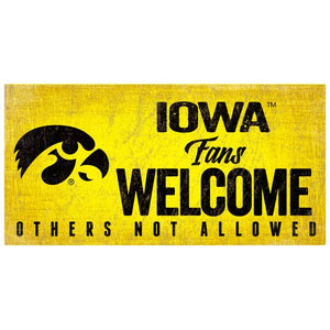 All Star Sports Iowa Hawkeyes 6"x12" Fans Welcome Wood Sign
