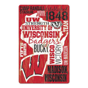 NCAA Wisconsin Badgers 11"x17" Wordage Wood Sign