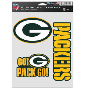 NFL Green Bay Packers 3-Pack Fan Pack Decals