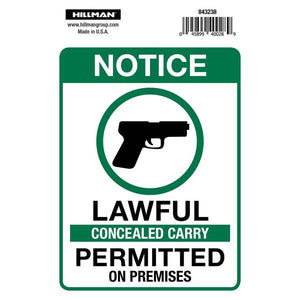 Hillman 4" x 6" Concealed Carry Permitted Sign