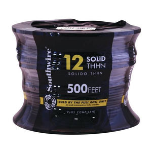 Southwire 500 ft. 12 Black Solid CU THHN Wire