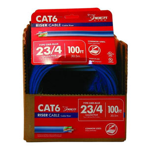 Southwire 100 ft. Blue 23/4 Solid CU CAT6 CMR (Riser) Data Cable
