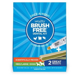 Vetality Medium-Large Dog Brush Free Dental Kit