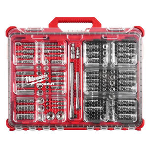 Milwaukee 106-Piece 1/4" and 3/8" Metric & SAE Ratchet and Socket Set with PACKOUT Low-Profile Organizer