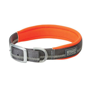 Terrain 1"x21" Dark Gray/Orange Reflective Neoprene Lined Dog Collar