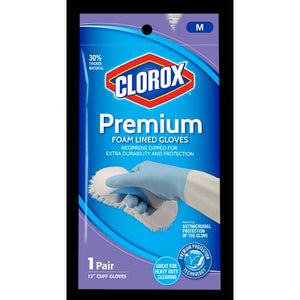 Clorox Premium Foam Lined Gloves-Medium