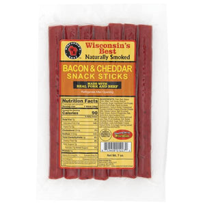 Wisconsin's Best 7 oz Bacon & Cheddar Snack Stick Pack