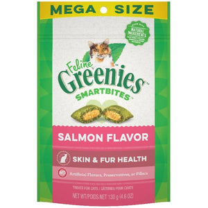 Feline Greenies 4.6 oz Salmon Smartbites Skin & Fir Health Treats for Cats