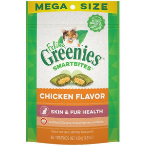 Feline Greenies 4.6 oz Chicken Smartbites Skin & Fir Health Treats for Cats
