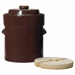 Roots & Harvest Traditional Style Water-Seal Crock Set- 2L Fermentation Crock with Lid & Weights