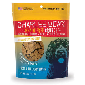 Charlee Bear 8 oz Grain Free Crunchy Bacon and Blueberry Dog Treats