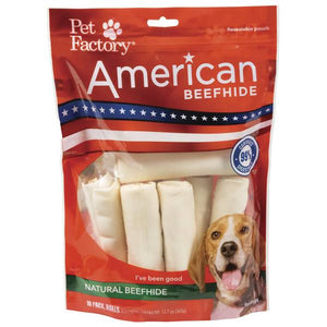 Pet Factory 10-Pack 4" American Beefhide Rolls