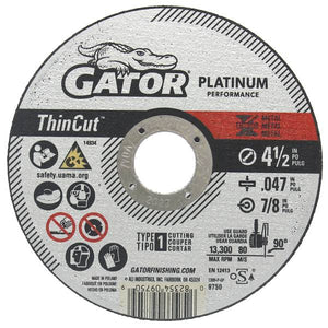Gator Premium ThinCut 4-1/2" x .047" Type 01/41 Metal Cut-Off Wheel
