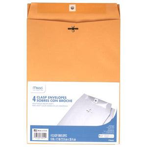 Mead 4-Pack 9"x12" Clasp Envelopes