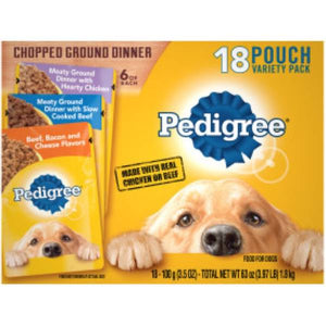 Pedigree 18-Count 3.5oz Chopped Ground Dinner Pouches Variety Pack