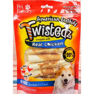 Pet Factory 14-Pack 3" Twisted AB Mini Rolls with Chicken Wrap