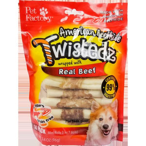 Pet Factory 14-Pack 3" TWISTEDZ Mini Rolls with Beef Meat Wrap