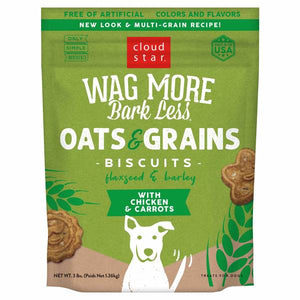 Wag More Bark Less 3 lb Oats & Grains Crunchy Biscuits with Chicken & Carrots