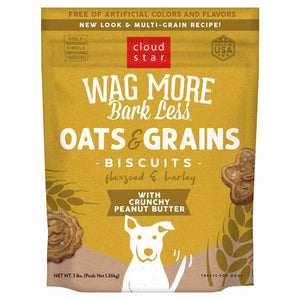 Wag More Bark Less 3 lb Oats & Grains Crunchy Biscuits with Peanut Butter