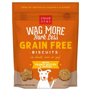 Wag More Bark Less 2.5 lb Grain Free Crunchy Biscuits with Peanut Butter & Apples