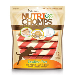 Nutri Chomps 12-Count 6" Assorted Flavors Twists Dog Chews