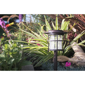 Moonrays Bronze Solar Cage Pathway light with Crackle Glass