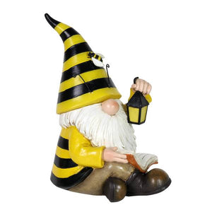 Exhart Solar Beekeeper Gnome with Lantern and Book