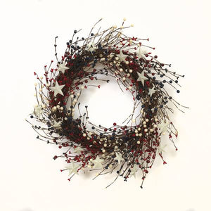 Gerson Americana Berry Wreath with Metal Stars