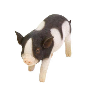 Exhart 9" Black and White Piglet Statue
