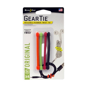 Nite Ize 4-Pack 3" Gear Tie Reusable Rubber Twist Ties